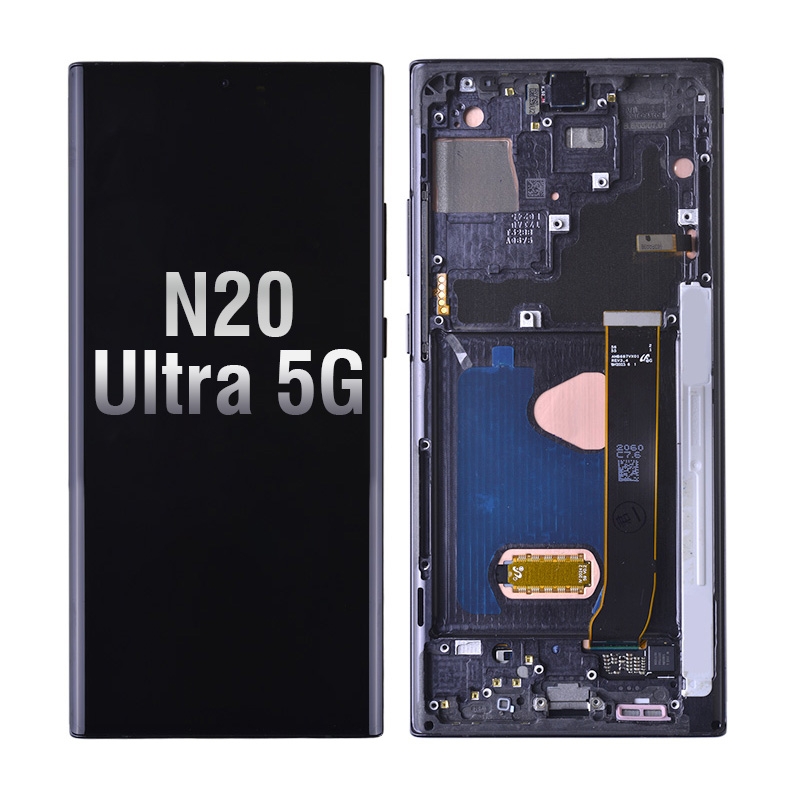 OLED Screen Digitizer Assembly with Frame for Samsung Galaxy Note 20 Ultra N985/ Note 20 Ultra 5G N986 (Premium) - Mystic Black