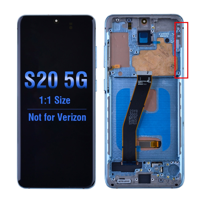 OLED Screen Digitizer with Frame Replacement for Samsung Galaxy S20 5G G981 (Aftermarket)(1:1 Size) - Cloud Blue