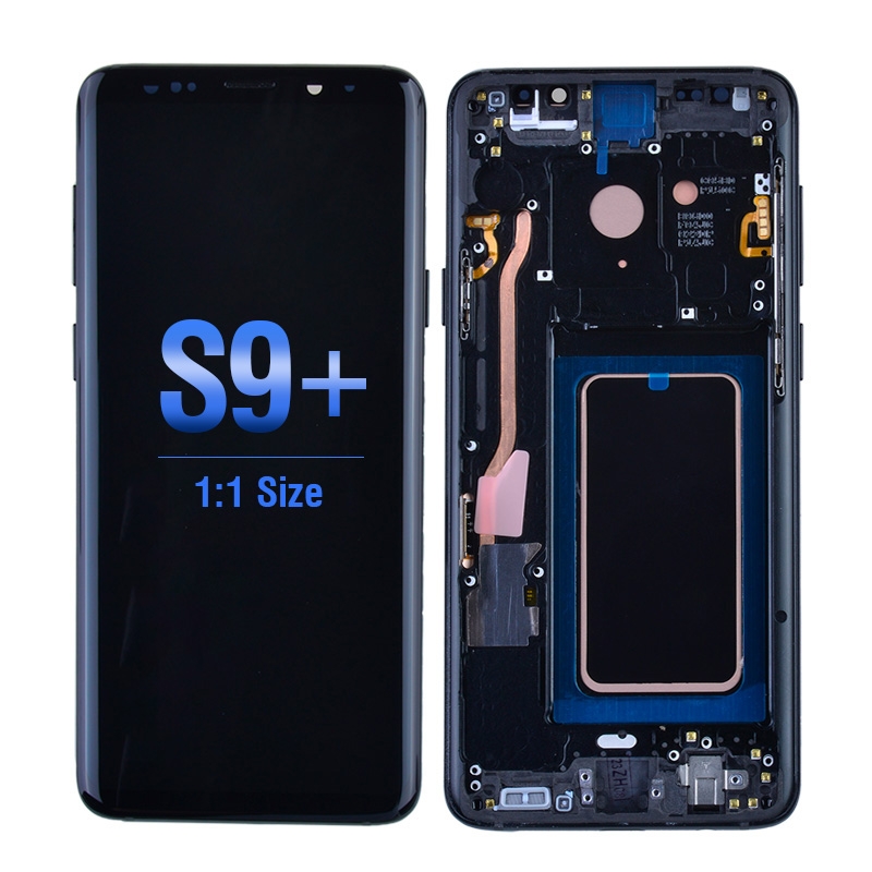 OLED Screen Digitizer with Frame Replacement for Samsung Galaxy S9 Plus G965 (Aftermarket)(1:1 Size) - Midnight Black