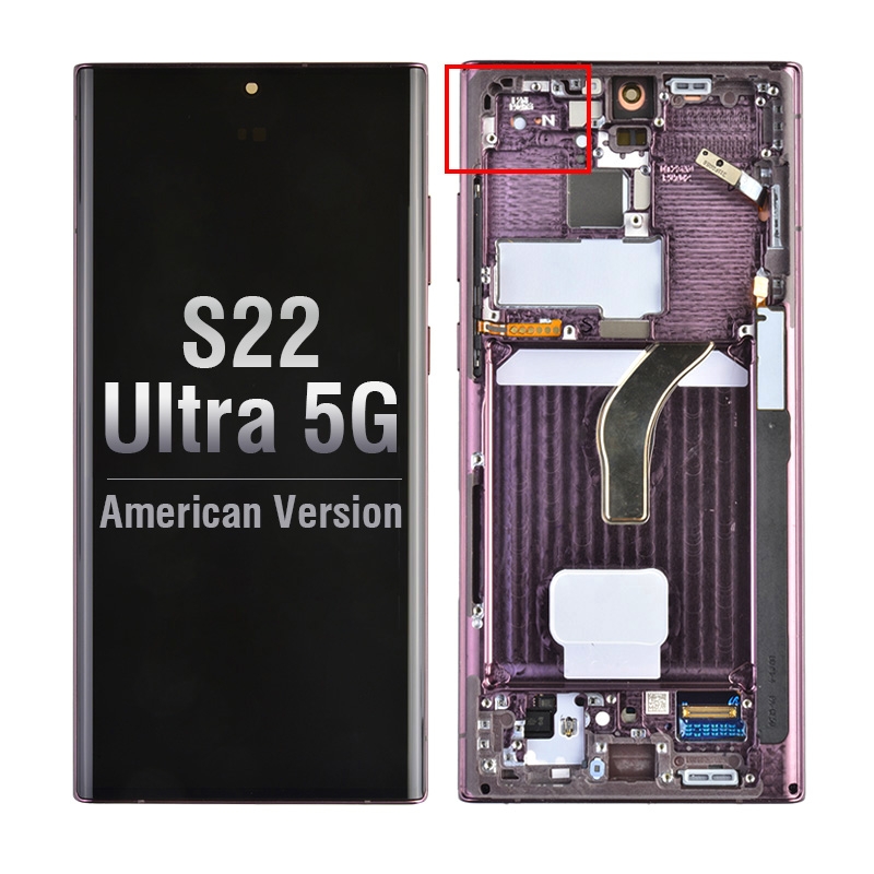 OLED Screen Digitizer Assembly with Frame for Samsung Galaxy Galaxy S22 Ultra 5G S908 (for America Version)(Premium) - Burgundy