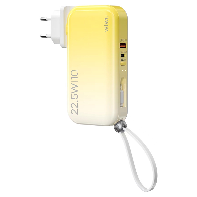 3 in 1 Power Bank (US+EU+UK Power Adaptor Plug) 10000mAh - Yellow
