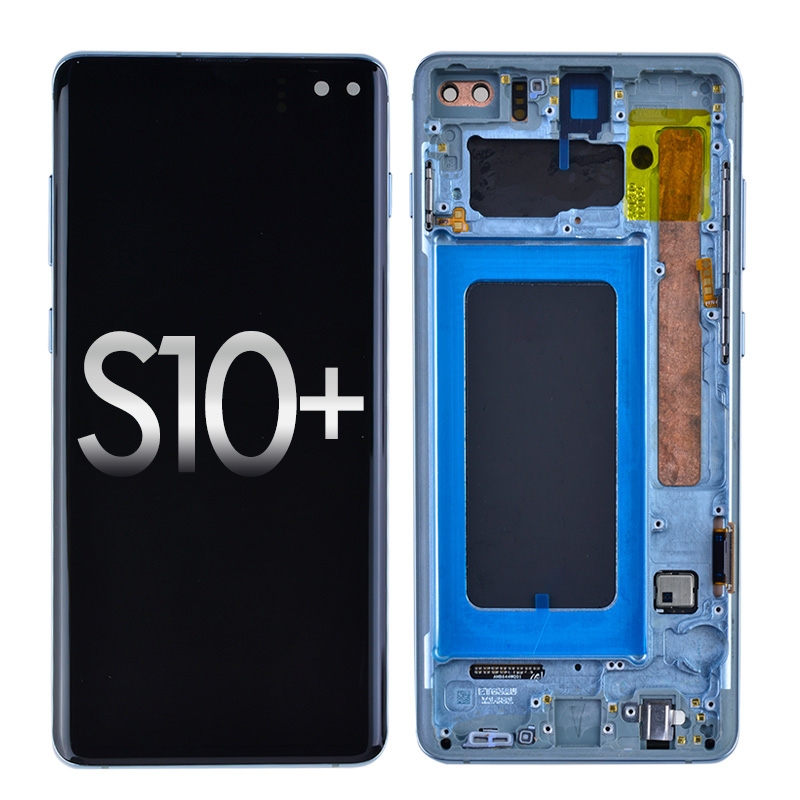 OLED Screen Digitizer with Frame Replacement for Samsung Galaxy S10 Plus G975 (Premium) - Prism Blue