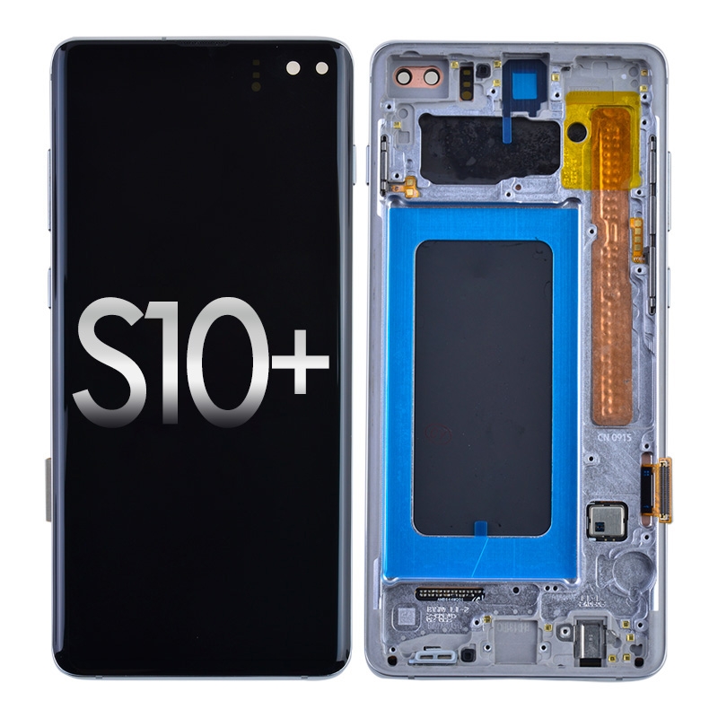 OLED Screen Digitizer with Frame Replacement for Samsung Galaxy S10 Plus G975 (Premium) - Silver