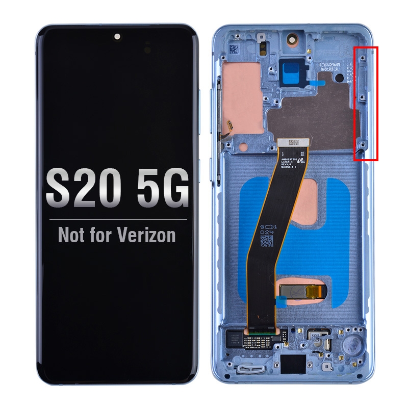 OLED Screen Digitizer with Frame Replacement for Samsung Galaxy S20 G980/ S20 5G G981 (Premium) - Cloud Blue (Excluding Verizon)