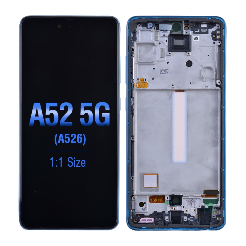 OLED Screen Digitizer Assembly With Frame for Samsung Galaxy A52 4G A525/ A52 5G (2021) A526 (Aftermarket)(1:1 Size) - Awesome Blue