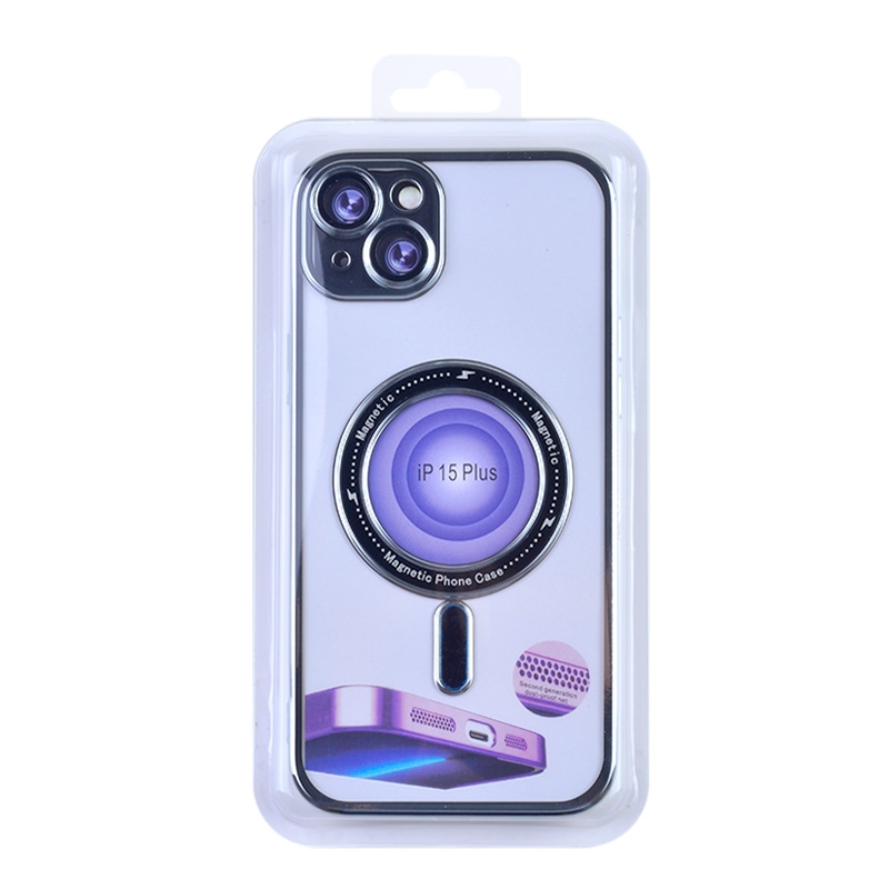 Magnetic Soft Phone Case for iPhone 15 Plus - Silver