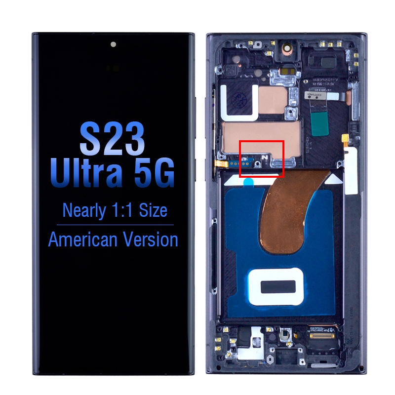 OLED Screen Digitizer Assembly with Frame for Samsung Galaxy S23 Ultra 5G S918 (for America Version)(Aftermarket) - Phantom Black