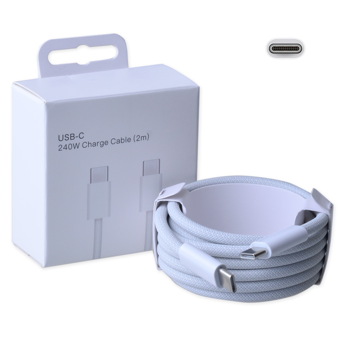 2m Type C Woven Charge Cable (240W) - White