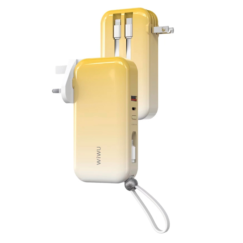 3 in 1 Power Bank (US+EU+UK Power Adaptor Plug) 10000mAh - Yellow