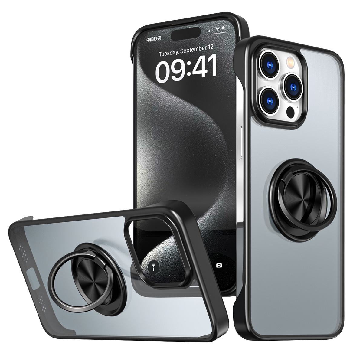 Magnetic Matte PC Case for iPhone 15 Pro - Black