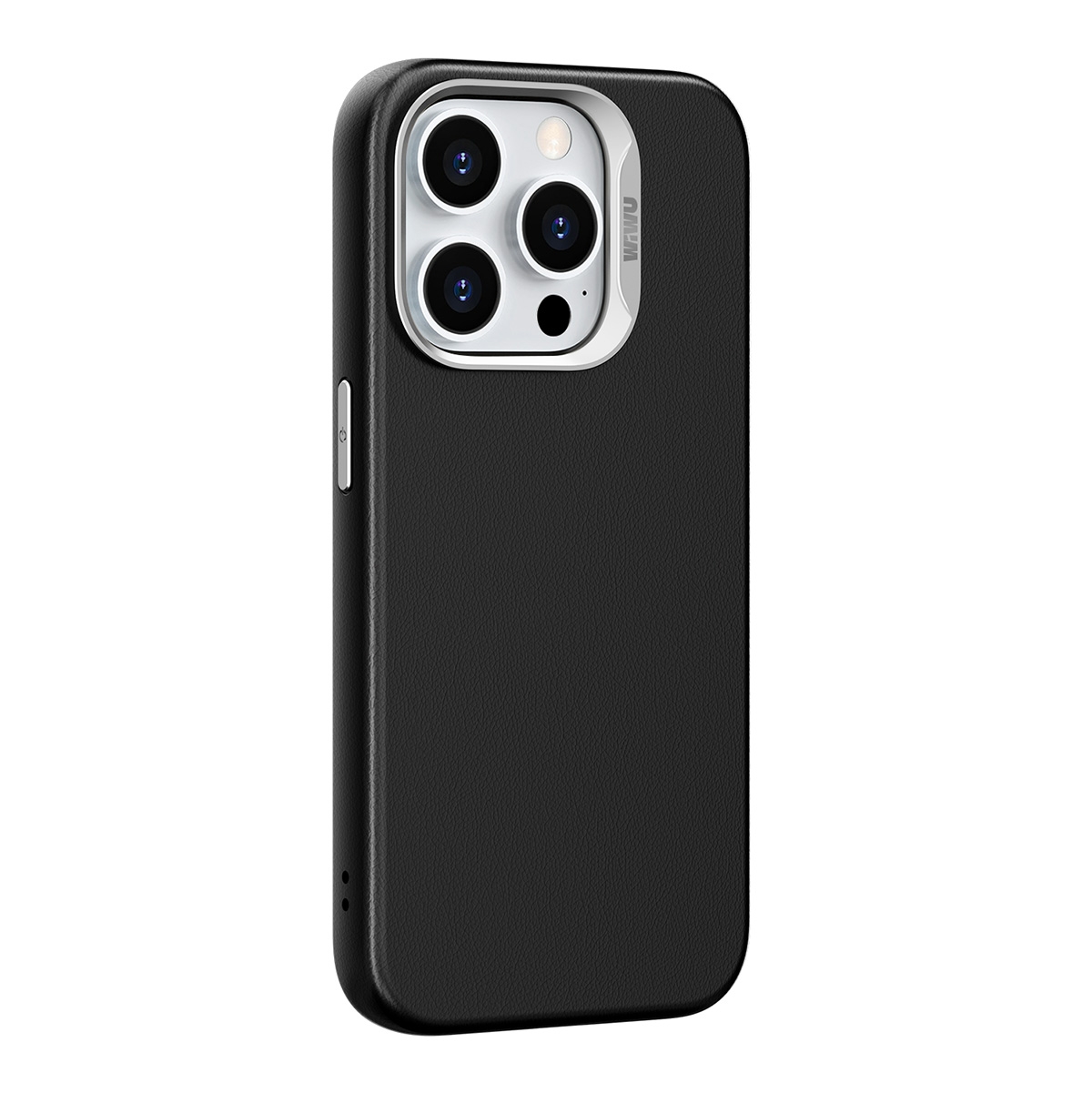 WiWU Vegan Leather Shock-proof Anti-scratch Magnetic Phone Case for iPhone 15 Pro - Black