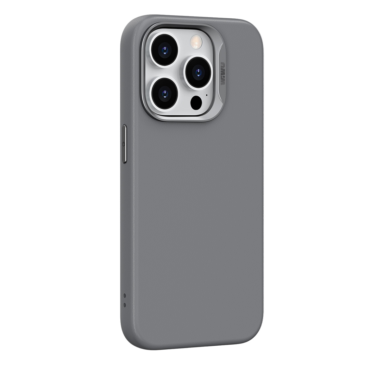 WiWU Vegan Leather Shock-proof Anti-scratch Magnetic Phone Case for iPhone 15 Plus - Gray