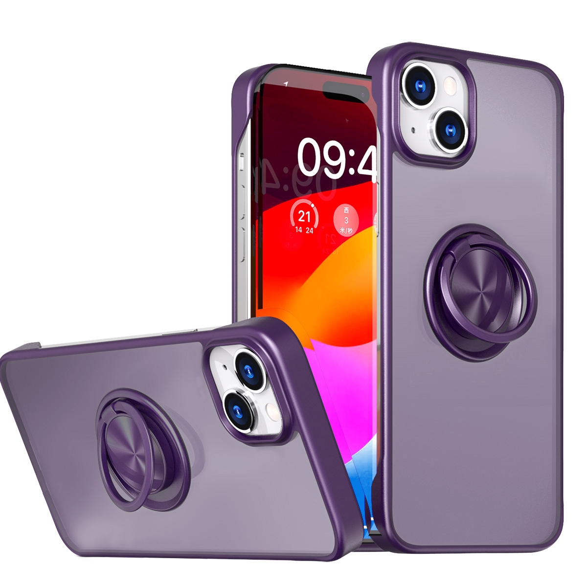 Magnetic Matte PC Case for iPhone 15 - Purple