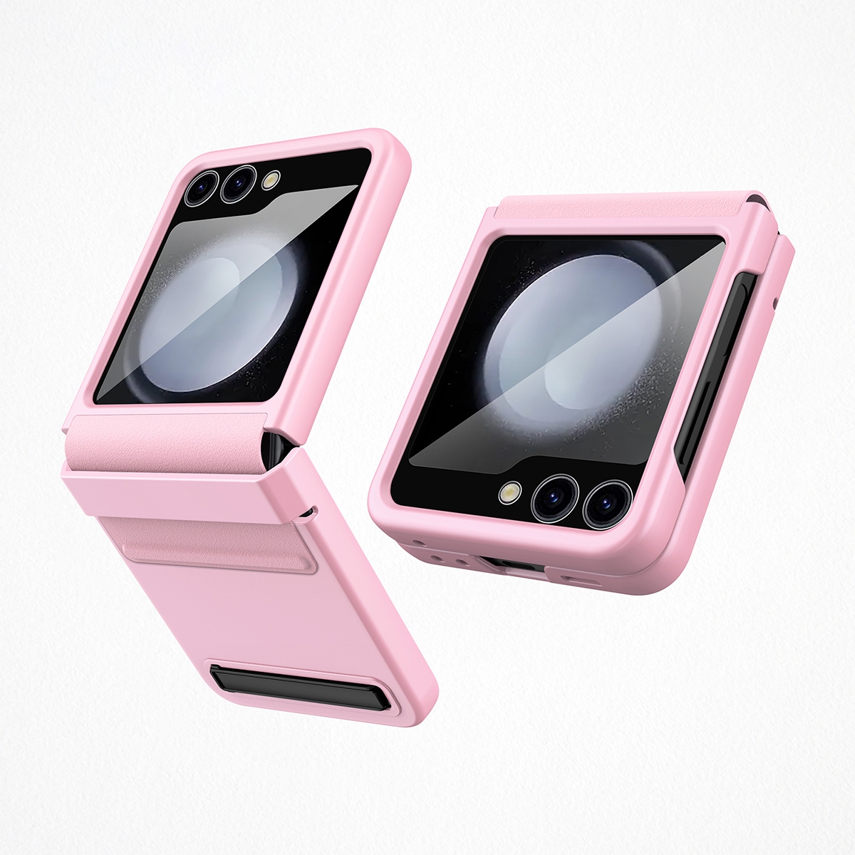 Phone Case with Hinge Protection& Kickstand& Camera Lens Protector Samsung Galaxy Z Flip 5 5G - Pink