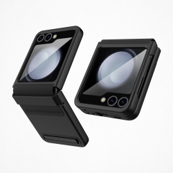  Phone Case with Hinge Protection& Kickstand& Camera Lens Protector Samsung Galaxy Z Flip 5 5G - Black