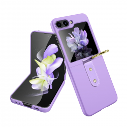  Phone Case with Ring Kickstand& Camera Lens Protector for Samsung Galaxy Z Flip 5 5G - Purple