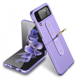  Phone Case with Ring Kickstand& Camera Lens Protector for Samsung Galaxy Z Flip 4 5G - Purple