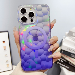  Magnetic Color-changing IMD Case with Water Cube Pattern for iPhone 15 - Purple