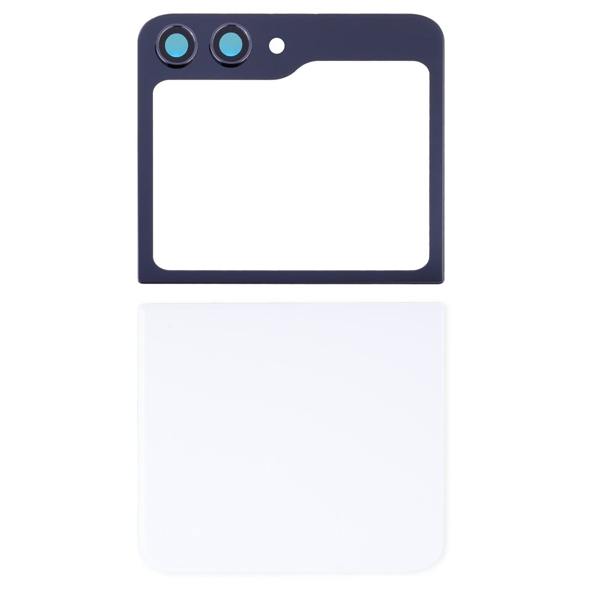 Back Cover with Camera Glass Lens and Adhesive Tape for Samsung Galaxy Z Flip5 5G F731 (Up and down cover) - White