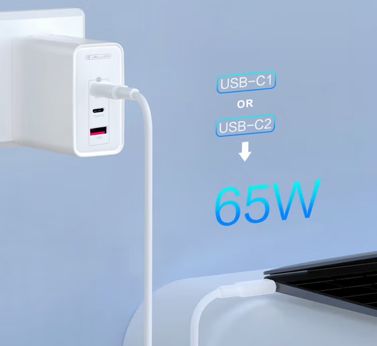 65W High Power Fast Charger (1QC+2PD Ports) - White