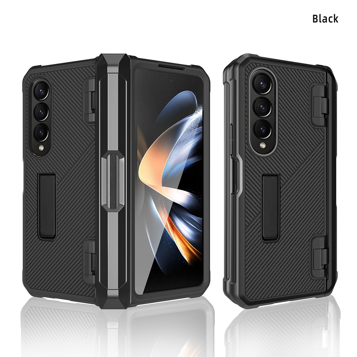 Kickstand Case with Built-in Screen Protector for Samsung Galaxy Z Fold 4 5G - Black