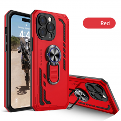  2 in 1 Protect Case with Metal Ring for iPhone 15 - Red