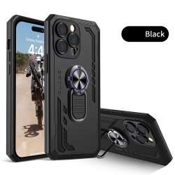  2 in 1 Protect Case with Metal Ring for iPhone 15 Plus - Black