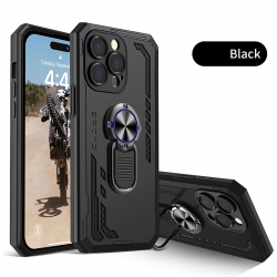  2 in 1 Protect Case with Metal Ring for iPhone 15 Pro Max - Black