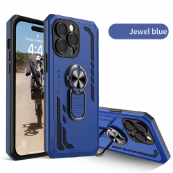  2 in 1 Protect Case with Metal Ring for iPhone 15 - Blue