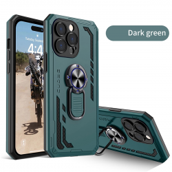  2 in 1 Protect Case with Metal Ring for iPhone 15 - Green