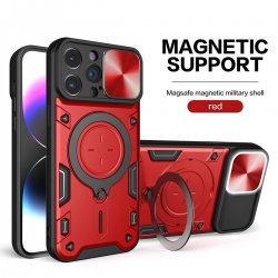 2 in 1 Protect Case with Wireless Charging and Camera Protector for iPhone 15 Pro - Red