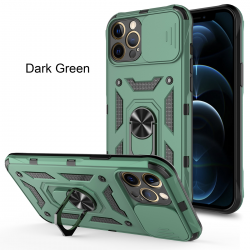  2 in 1 Protect Case with Metal Ring and Camera Protector for iPhone 15 Pro Max - Green