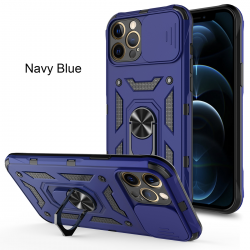  2 in 1 Protect Case with Metal Ring and Camera Protector for iPhone 15 Pro Max - Blue