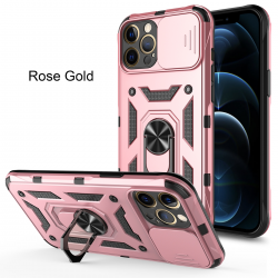  2 in 1 Protect Case with Metal Ring and Camera Protector for iPhone 15 Pro Max - Rose Gold