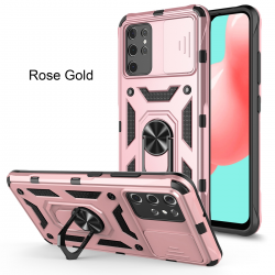  2 in 1 Protect Case with Metal Ring and Camera Protector for Samsung Galaxy S23 Ultra 5G - Rose Gold