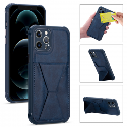  Protect Case with Leather Card Horder for iPhone 15 - Blue