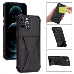  Protect Case with Leather Card Horder for iPhone 15 Pro Max - Black