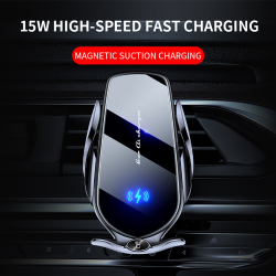  15W Magnetic Suction Vehicle Intelligent Wireless Fast Charging - Silver