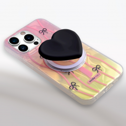  Magnet Phone Grip & Stand with Love Pattern - Black