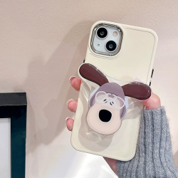  Magnet Phone Grip & Stand with Dog Pattern - Brown
