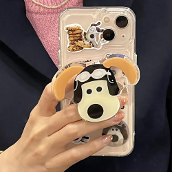  Magnet Phone Grip & Stand with Dog Pattern - Gray