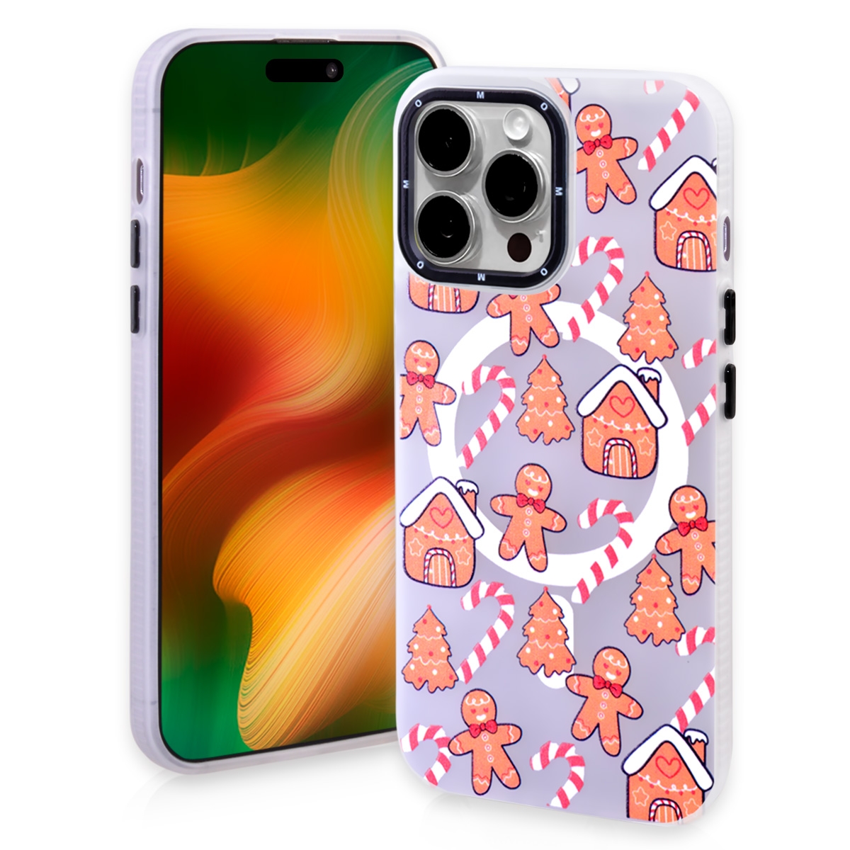 Magnetic TPU Case with Cute Merry Christmas Pattern for iPhone 13 Pro