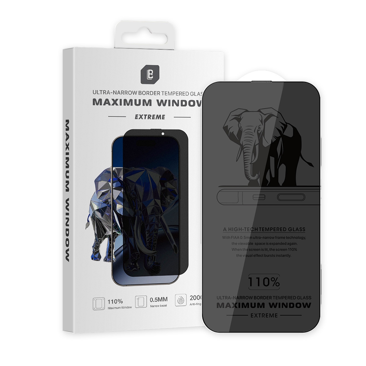Privacy Screen Protector for iPhone 15 Pro Max, 25° Anti Spy Tempered Glass Film, Full Coverage, Anti-Scratch, 9H Hardness, Military Grade Protection, 99.99% HD, Sensitive Touch (Retail Packaging)