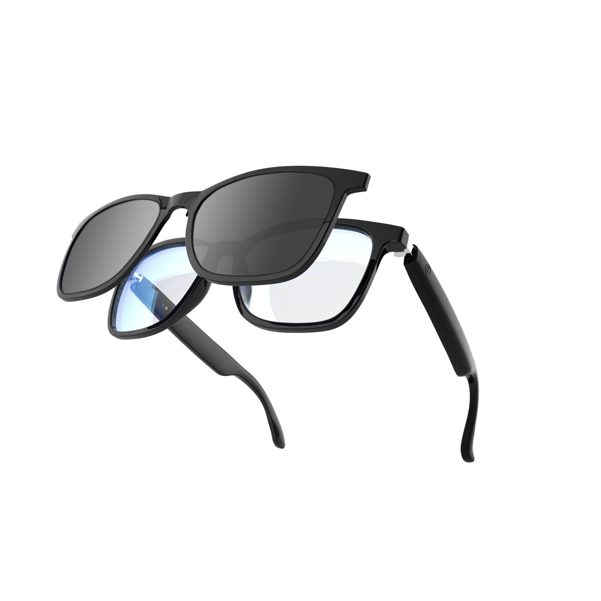 Smart Sunglasses for Men & Women, Bluetooth Glasses with Magnetic UV400 Polarized Lenses Anti-Blue Light, Bluetooth 5.4, Built-in Microphone,Speaker (with Black Lens)