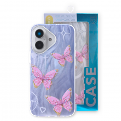  Compact Case for iPhone 16 Pink Butterfly Design, Cute Soft Slim TPU Shockproof Protective Phone Cases Cover for Women Aesthetic