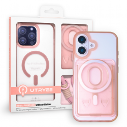  iPhone 17 Magnetic Wallet Case with Card Holder and Lanyard - Pink