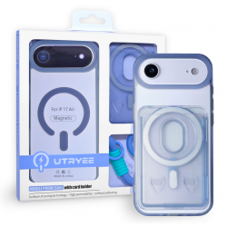  iPhone 17 Air Magnetic Wallet Case with Card Holder and Lanyard - Blue