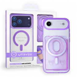  IiPhone 17 Air Magnetic Wallet Case with Card Holder and Lanyard - Purple