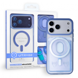  iPhone 17 Pro Magnetic Wallet Case with Card Holder and Lanyard - Blue