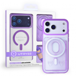  iPhone 17 Pro Max Magnetic Wallet Case with Card Holder and Lanyard - Purple
